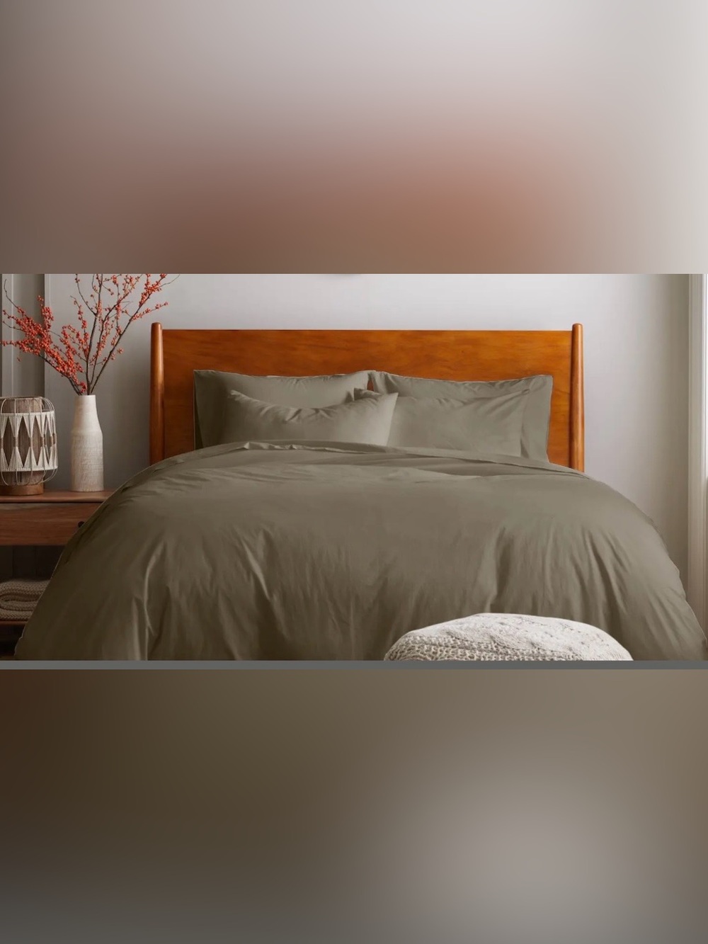 NWOT Quince Organic Brushed Cotton 1 Pc Duvet Cover, King/Cal (Dusty Olive)
